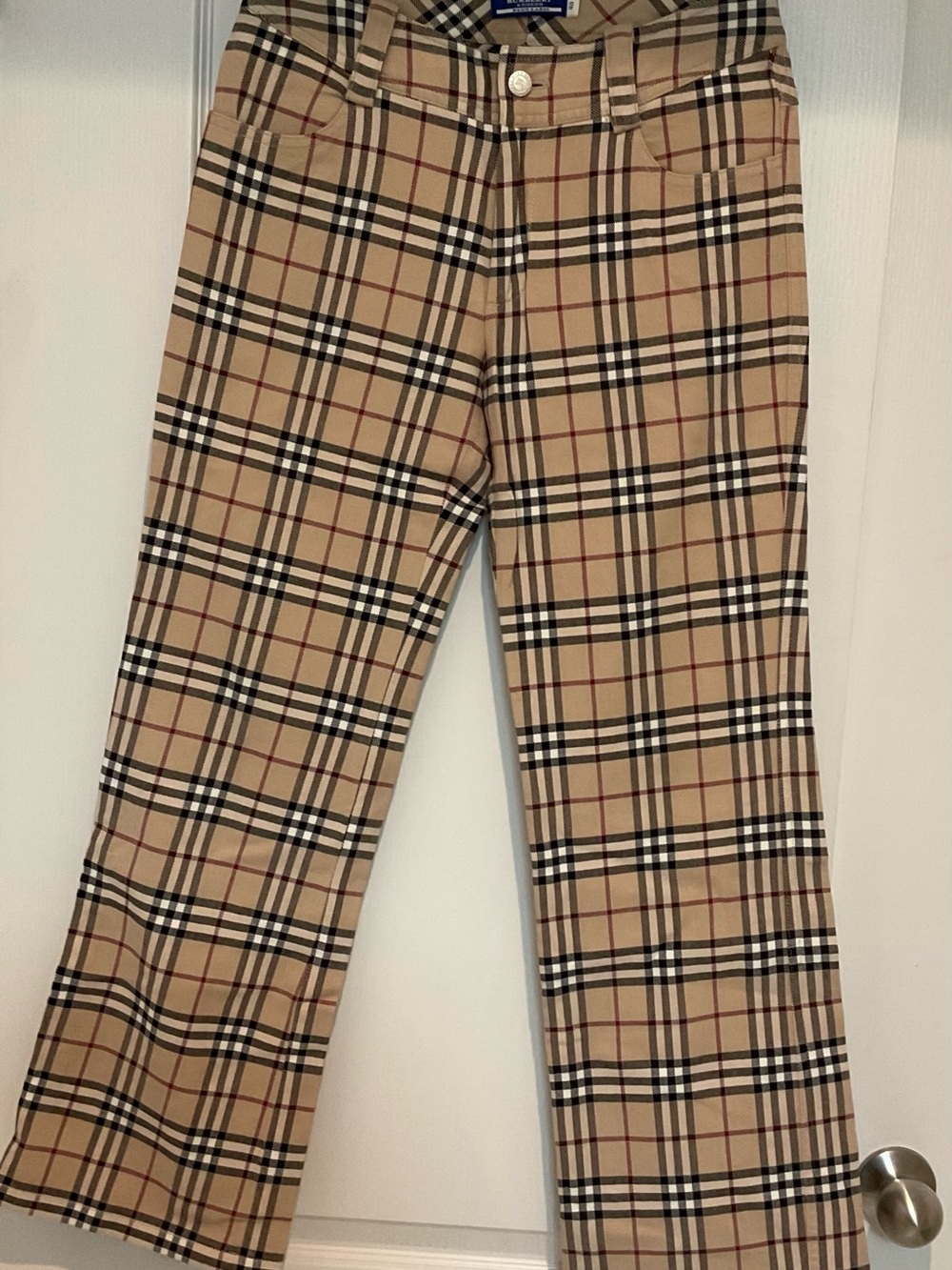 Beige Plaid Casual Pants
